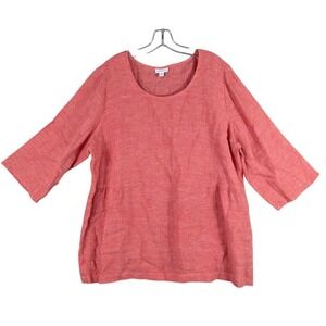 Purejill‎ Linen 3/4 Sleeve Top Size XL Coastal Beachy Lightweight Rust Orange